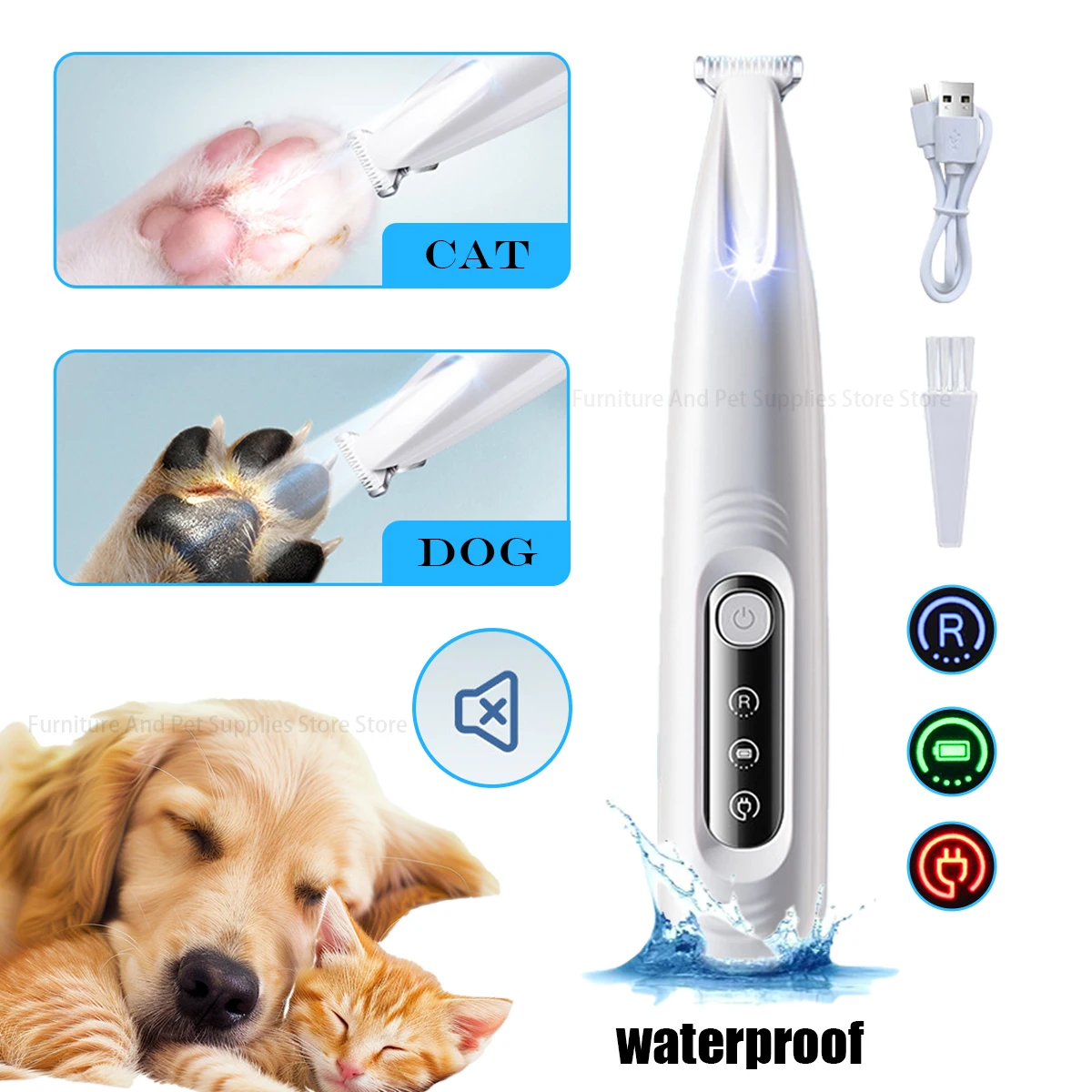 new dog paw trimmer with led light fully waterproof pet hair trimmer with led display dog clippers for grooming 18mm widen blade new dog paw trimmer with led light fully waterproof pet hair trimmer with led display dog clippers for grooming 18mm widen blade